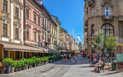 Shevska street in Lviv, Ukraine