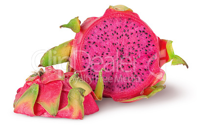 Dragon fruit two pieces isolated on white