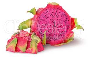 Dragon fruit two pieces isolated on white