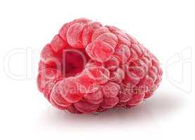 Single raspberry berry isolated on a white