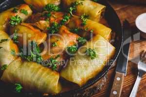 Stuffed Cabbage Rolls in Frying Pan
