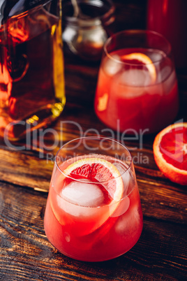 Whiskey sour cocktail with blood orange juice