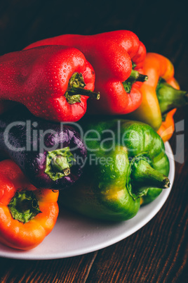 Fresh bell peppers on plate