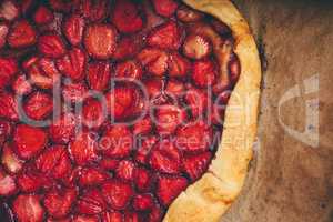 Part Of Baked Strawberry Galette On Baking Paper