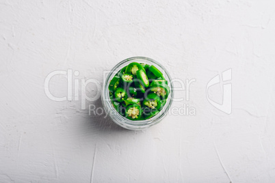 Sliced Jalapeno Peppers in Glass Jars