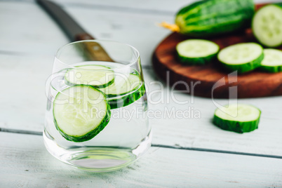 Infused water with sliced cucumber