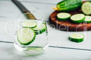 Infused water with sliced cucumber