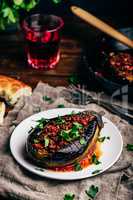 Eggplant stuffed with ground beef and tomatoes