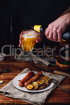 Pork Sausages with Eggplant, Leek and Herbs