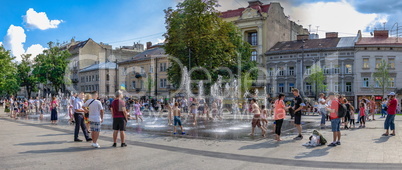 Fountain near the Opera theatre in Lviv, Ukraine