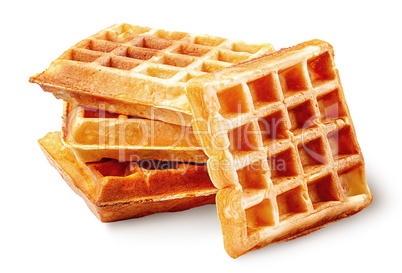 Four crispy fried french waffles isolated on white