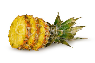 Pineapple slice with top and slices isolated on white