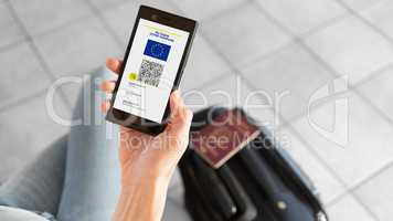 EU Digital Covid Certificate app for smartphone with quad code.