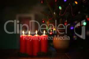 Advent Season, four candles burning. Advent background