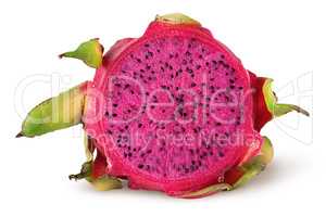 Dragon fruit half front view isolated on white