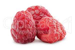 Small heap of raspberries isolated on white