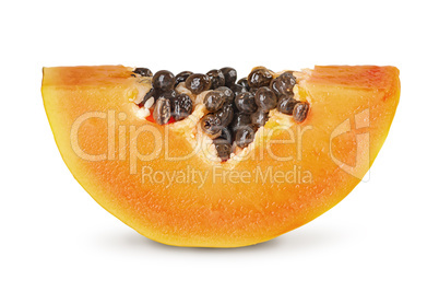 Small piece of ripe papaya isolated on white