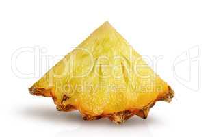 Single pineapple slice isolated on a white