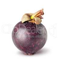 Single ripe mangosteen isolated on a white