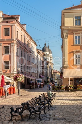 Market square in Lviv, Ukraine