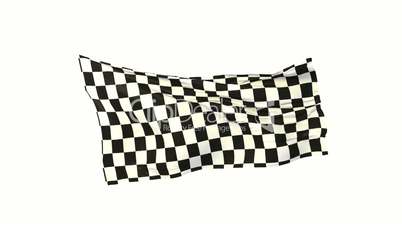 Checkered flag waving on a white background