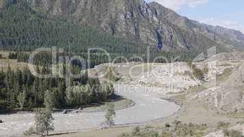 Waves, spray and foam, river Katun in Altai mountains. Siberia, Russia