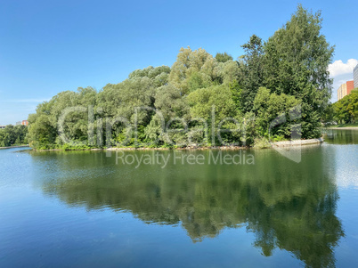 summer in city park at dry sunny day