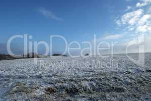 Winter landscape, Arable land covered with snow.