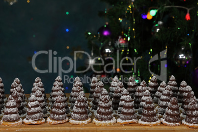 Christmas sweets in the form of chocolate Christmas trees