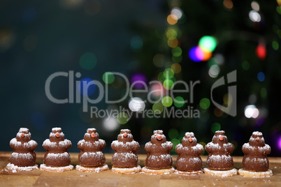 Christmas sweets in the form of chocolate snowmen