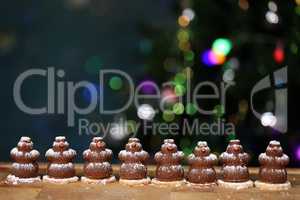 Christmas sweets in the form of chocolate snowmen