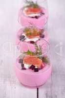 Beetroot and horseradish mousse with salmon