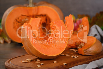 Fresh orange big slice of pumpkin