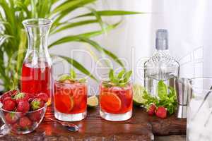 Refreshing cocktail strawberry mojito