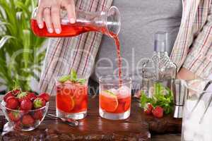 Refreshing cocktail strawberry mojito