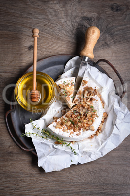 Camembert cheese with honey