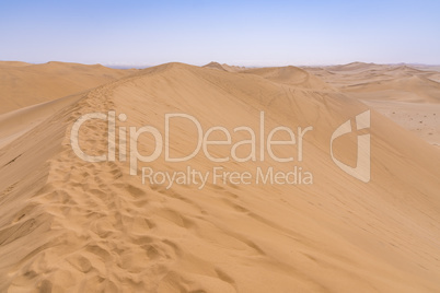 View of the Namib desert from Dune 7 near Swakopmund in Namibia.