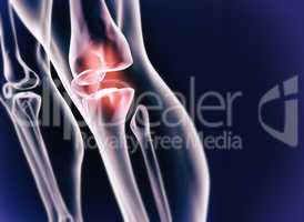 When inflammation strikes. A cgi view of an inflamed joint isolated on blue.