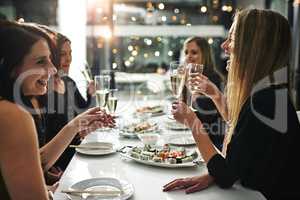 Good food, good friends, good times. Shot of friends having a dinner party at a restaurant.