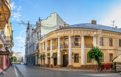 Main street of the old town of Chernivtsi, Ukraine