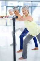 Fitness is a lifestyle. Shot of three senior women working out indoors.