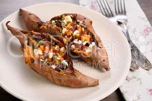 Baked stuffed sweet potato