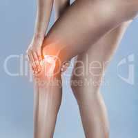 Knee injuries can linger. Concept shot of a woman with a painful knee joint.