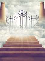 Welcome to the afterlife. Shot of the Pearly Gates of Heaven.