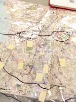 Planning Strategy - Military. A closeup image of a map with markings and directions on it.