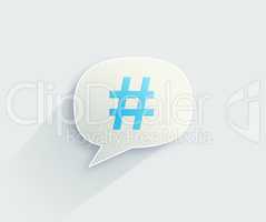 Hashtag. Illustration of a speech bubble with a hashtag inside it.