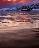 Sunset north of the Polar circkle, Nordland, Norway. Photo of sunset North of the Polar Circle.