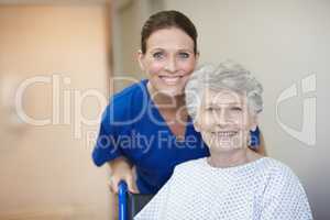 Showing her patients the utmost care. Portrait of a nurse and a senior patient.