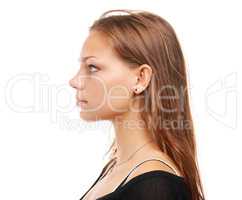 Confidence is a beautiful feature in a woman. Profile shot of an attractive young woman isolated on white.