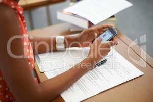 Youll learn nothing if you take shortcuts. A student using the internet to cheat on her exam.